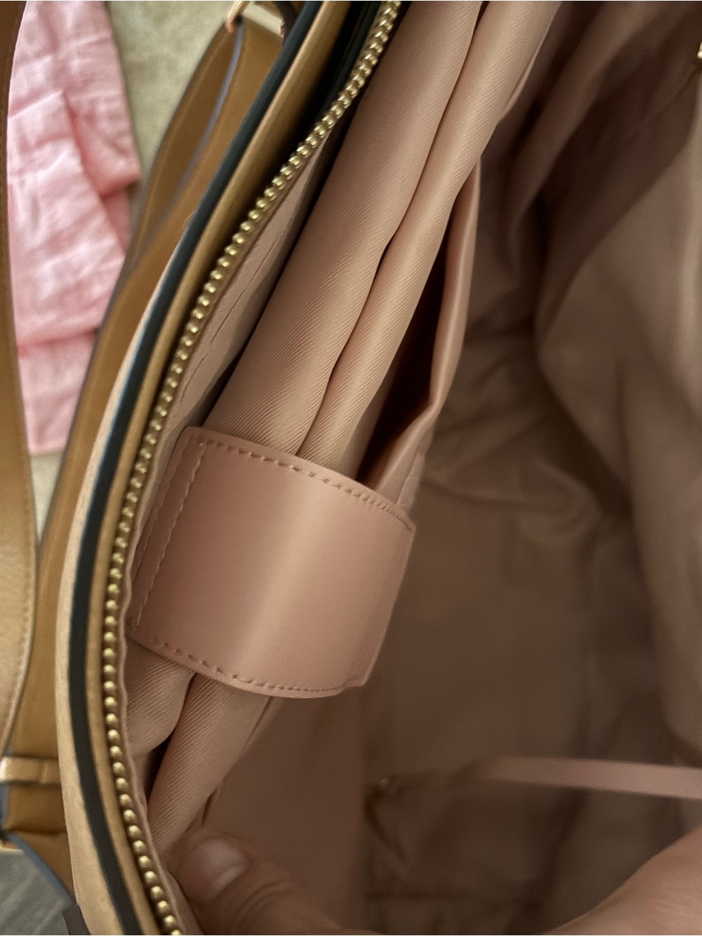 Poppy & Peonies Caramel Tan Leather Tote with Shoulder Strap - Picture 4 of 4